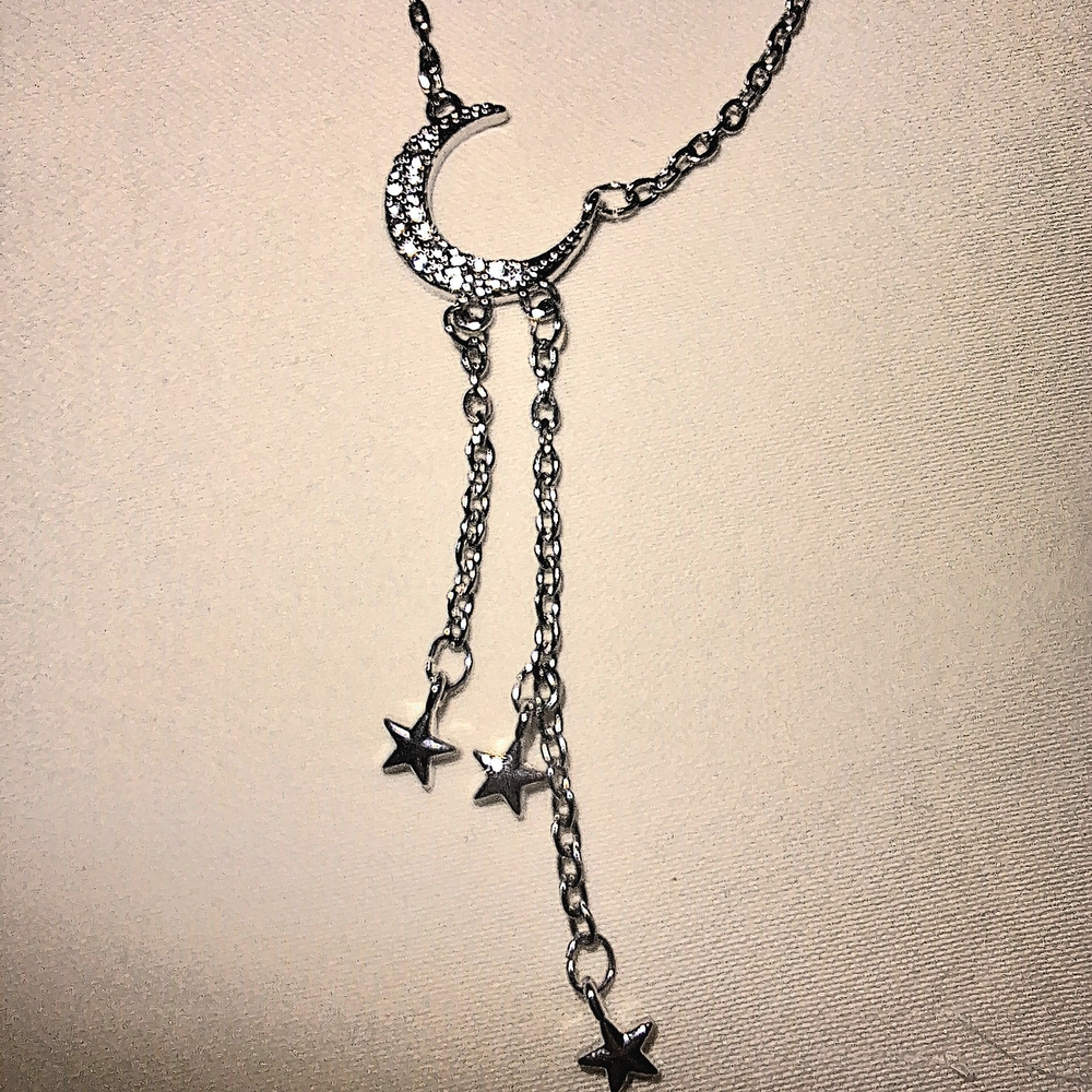 Silver Moon & Star Pendant Necklace